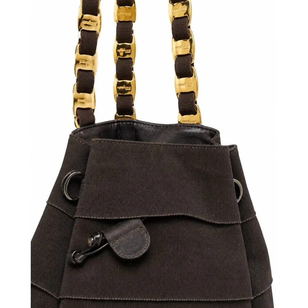 Vintage 1990s Salvatore Ferragamo Vara Grosgrain Chain Backpack Italy